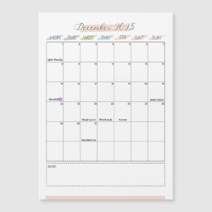 December 2025 Magnetic Calendar