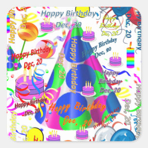 December, 20 Kids Birthday Stickers