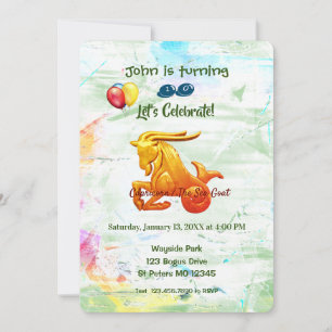December 22 – January 19- Birthday Capricorn  Invitation