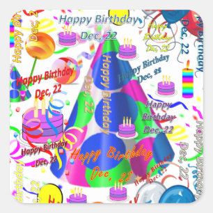 December, 22 Kids Birthday Stickers