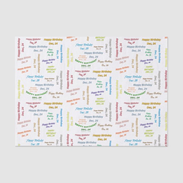 December, 24 Birthday Tissue Paper (Front)