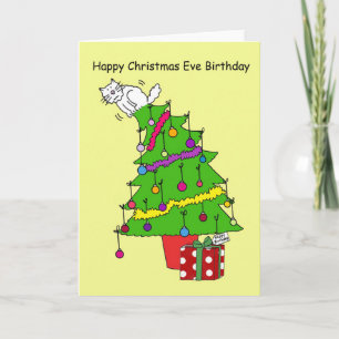 December 24th Birthday Cat Humour Card