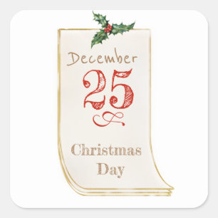 December 25th Vintage Christmas Sticker