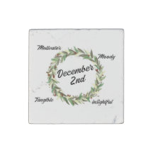 December 2nd Birthdate Personality Marble Magnet