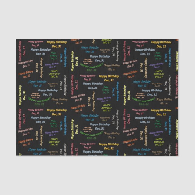 December, 31 Birthday Tissue Paper (Front)