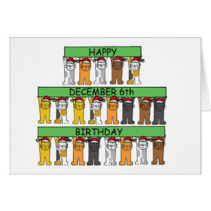 December  6th Birthday Cute Cartoon Cats
