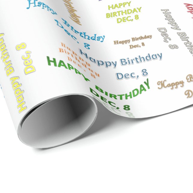 December, 8 Birthday Gift Wrapping Paper (Roll Corner)
