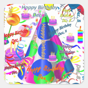 December, 8 Kids Birthday Stickers