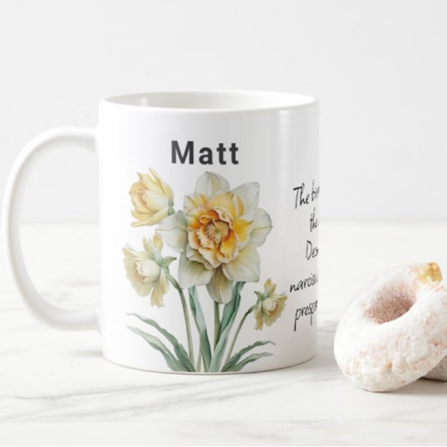 December Birth Flower Narcissus Add Name Coffee Mug (Creator Uploaded)