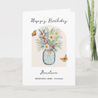 December Birth Month Flower Birthday Card