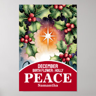 December Birth Month Flower Christian Nursery Art Poster