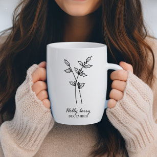 December Birth Month Flower Monogram Coffee Mug