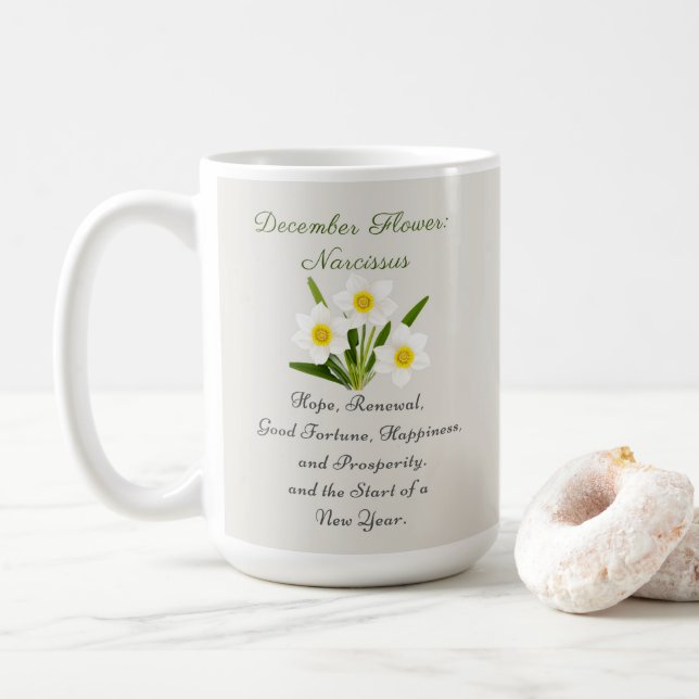 December Birth Month Flower Narcissus Elegant     Coffee Mug (With Donut)