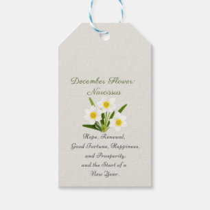 December Birth Month Flower Narcissus Elegant Gift Tags