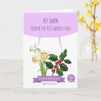 December Birthflower Birthday card
