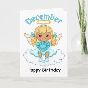 December Birthstone Angel Blonde Birthday Card