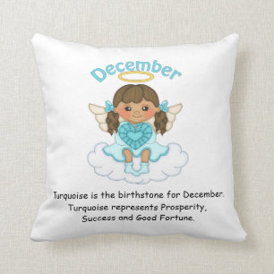 December Birthstone Angel Brunette Cushion