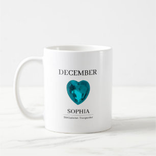 December Birthstone Birthday Name Turquoise Coffee Mug