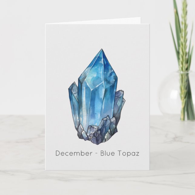 December Birthstone Blue Topaz Happy Birthday Card (Front)