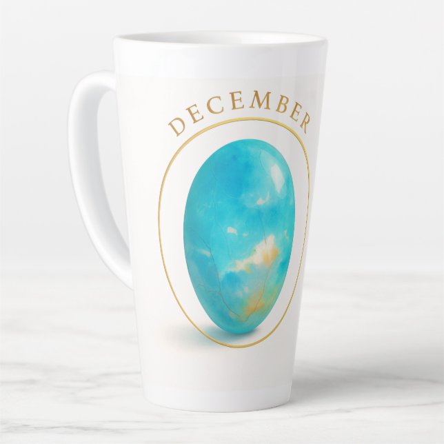 🔹 December Birthstone Magic – Blue Topaz Crystal  Latte Mug (Left Angle)