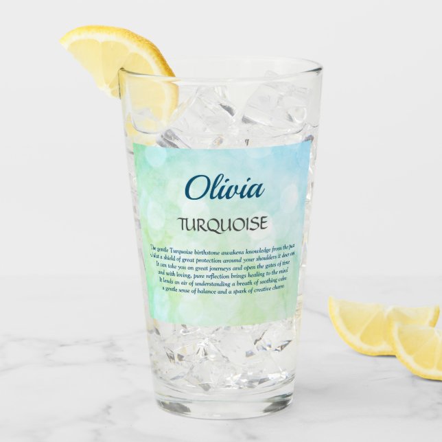 December Birthstone Turquoise design Glass (Front Ice)