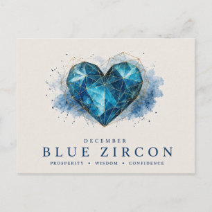 December Blue Zircon Heart Birthstone Postcard