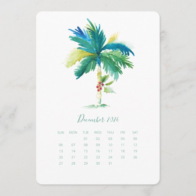 December Calendar Card Palm Tree (Front)