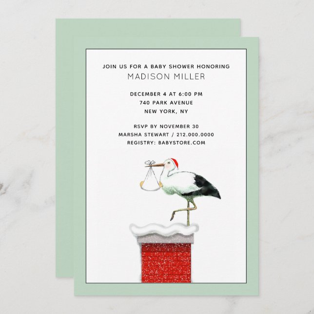 December Christmas Baby Shower Invitation (Front/Back)