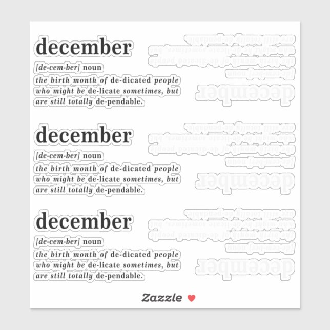 December Definition Birthday (Sheet)