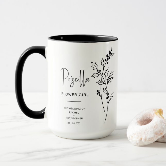 December Flower Girl | Holly Berry Birth Flower Mug (With Donut)