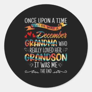 December Grandma Who Really Loved Her Grandsons Classic Round Sticker