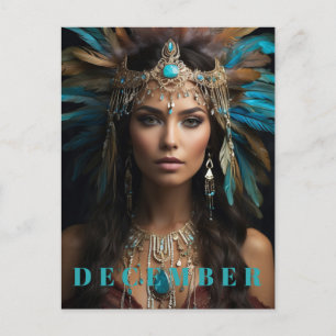 *~* DECEMBER Headdress Turquoise Zircon AP53 Postcard