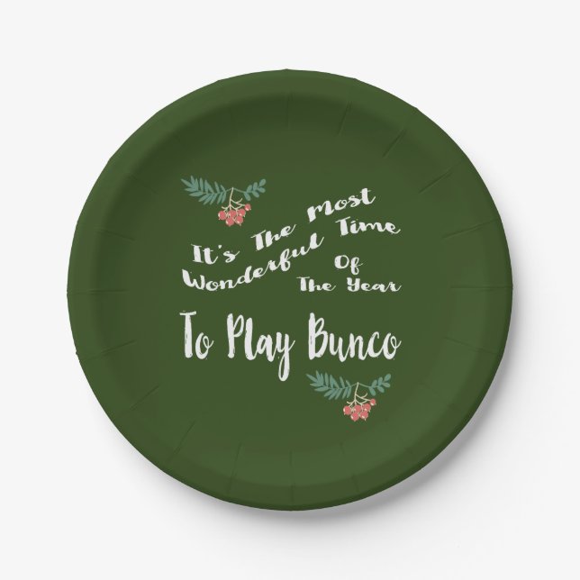 December Holiday Bunco Paper Plate (Front)