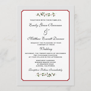 December Holiday Wedding Semi-Casual Invitation