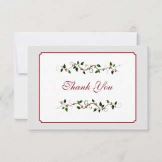 December Holiday Wedding Thank You Flat Card
