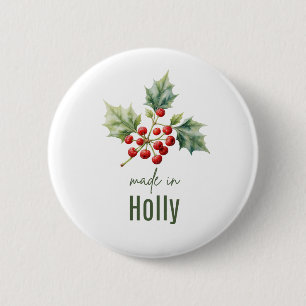 December Holly Birth Flower Flat Thank You 6 Cm Round Badge