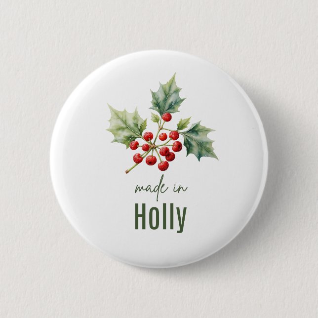 December Holly  Birth Flower Flat Thank You  6 Cm Round Badge (Front)