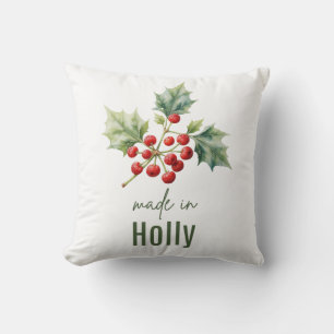 December Holly Birth Flower Flat Thank You Cushion