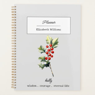 DECEMBER HOLLY BIRTH FLOWER PERSONALIZED PLANNER