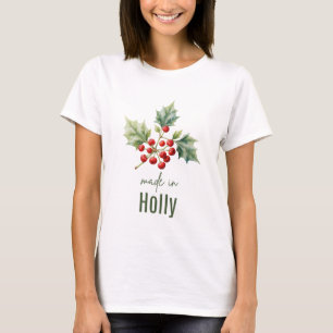 December Holly Birth Flower Watercolor Art  T-Shirt