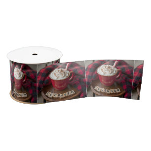 December Hot Chocolate With Plaid Blanket Satin Ribbon
