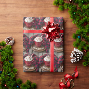 December Hot Chocolate With Plaid Blanket Wrapping Paper