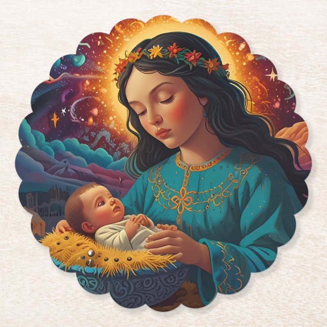 December Joyful Christmas Joy Paper Coaster (Front)