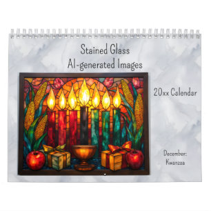 December Kwanzaa Theme Stained Glass AI-generated Calendar