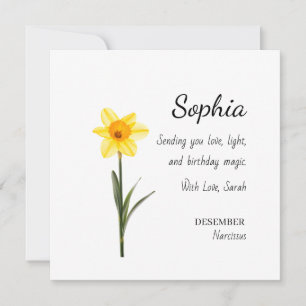 December Narcissus Personalised Birthday Card
