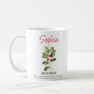 December Personalised Birth Flower Coffee Mug