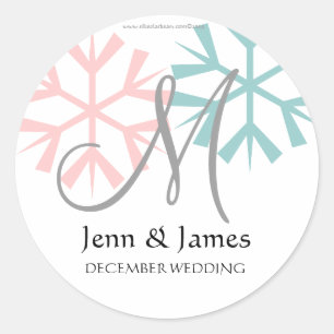 December Pink Blue Snowflake Monogram M Seal