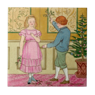 December Polychrome Wedgwood Antique Repro Ceramic Tile