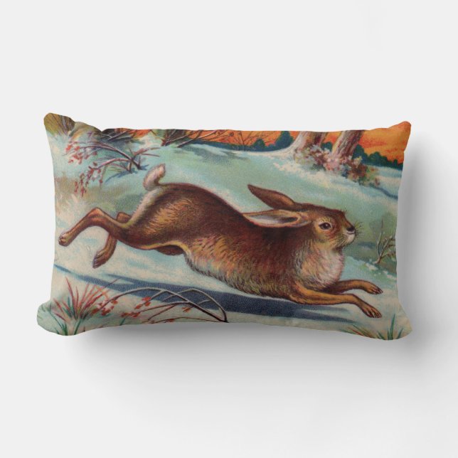 December Rabbit Lumbar Pillow (Front)