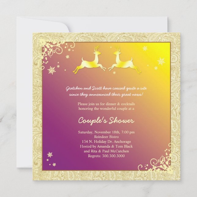 December Reindeer Wedding Couples Shower Invitation (Front)